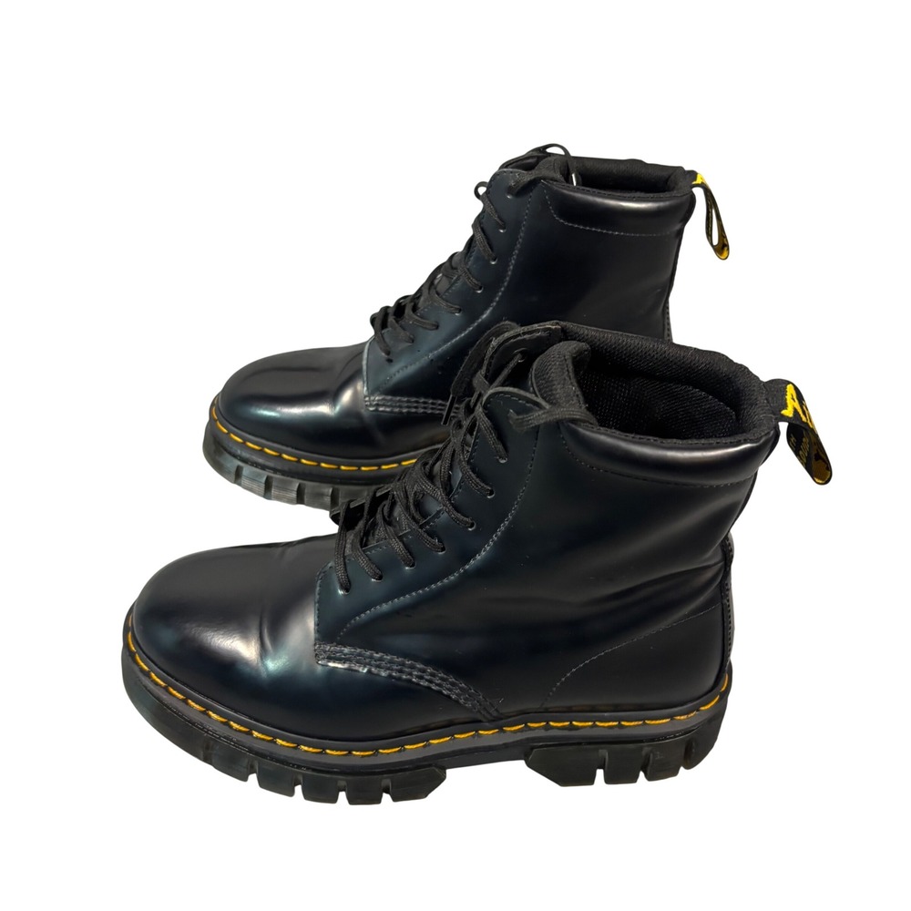 Dr. Martens Rikard Boots‎ Mens 9 Women 10 Black Leather Platform Ankle Combat